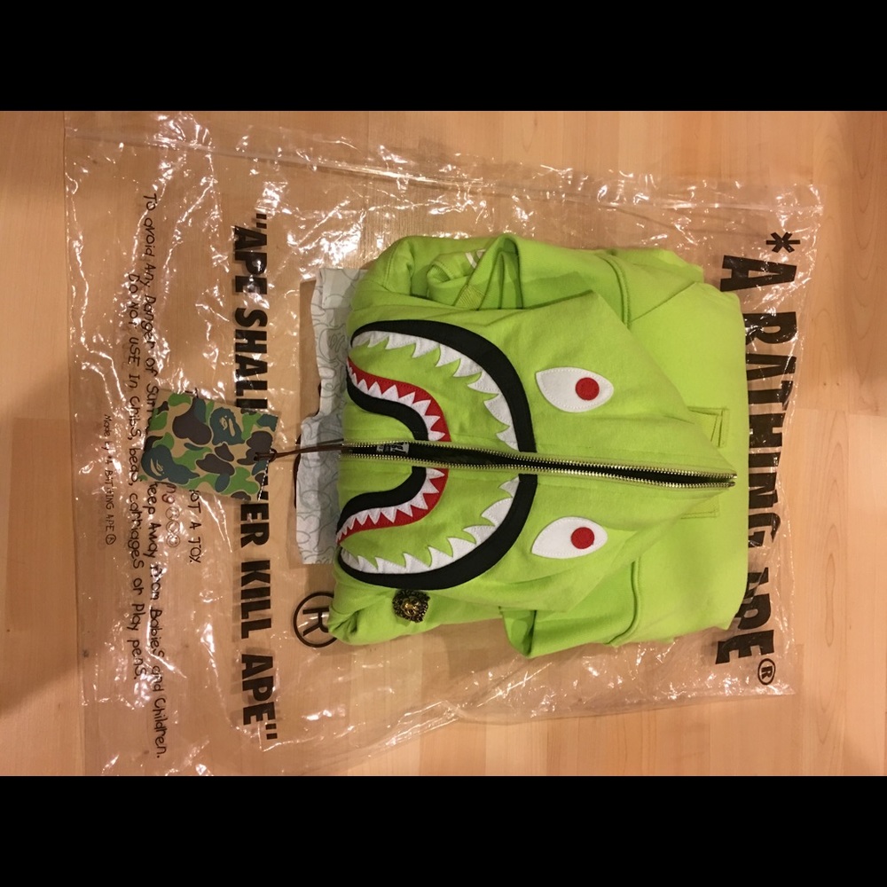 Bape Shark Sherpa Pullover Hoodie (Light Green)
